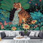 Floral Tiger Wall Tapestry
