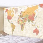 Retro World Map Wall Tapestry