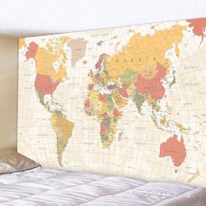 Retro World Map Wall Tapestry