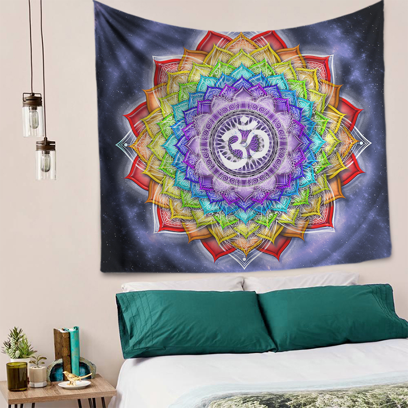mainimage2Tenture-murale-color-e-indienne-Mandala-tapisserie-Hippie-Chakra-d-cor-Boho-tapis-de-Yoga-tissu Mandala Om Tapestry Wall Hanging
