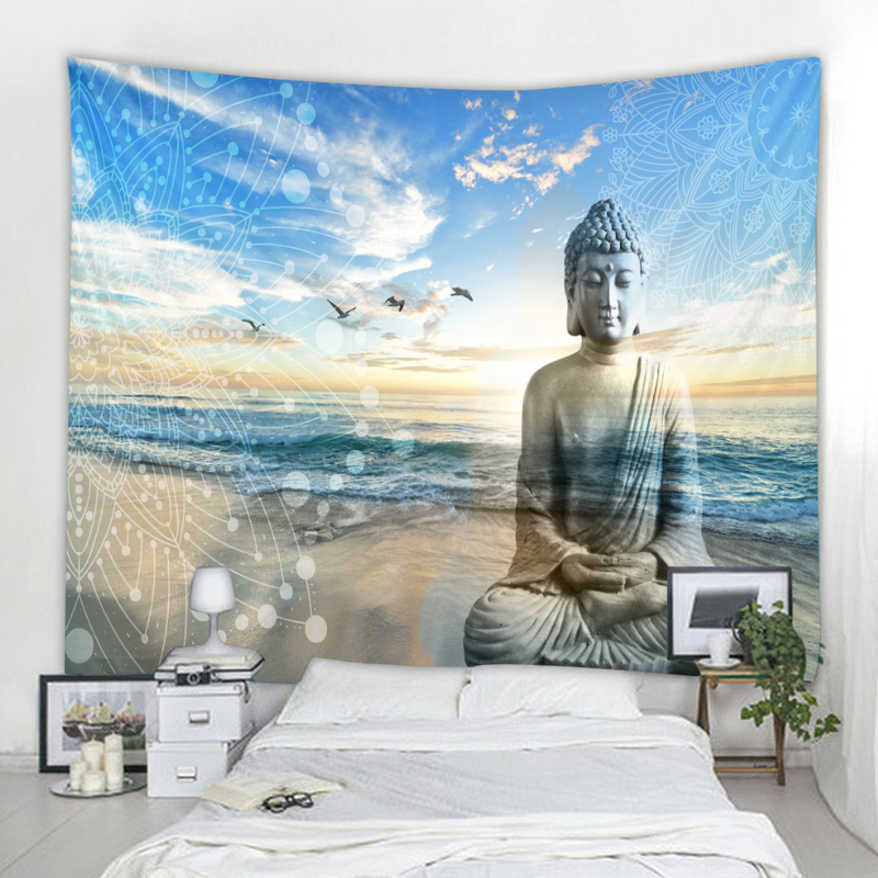mainimage3Bouddha-Statue-tapisserie-Twin-Hippie-tenture-murale-couvre-lit-jeter-couverture-boh-me-tapis-de-plage Zen Buddha Wall Tapestry