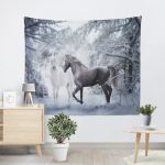 Horse In Snow Wall Hanging Tapestry