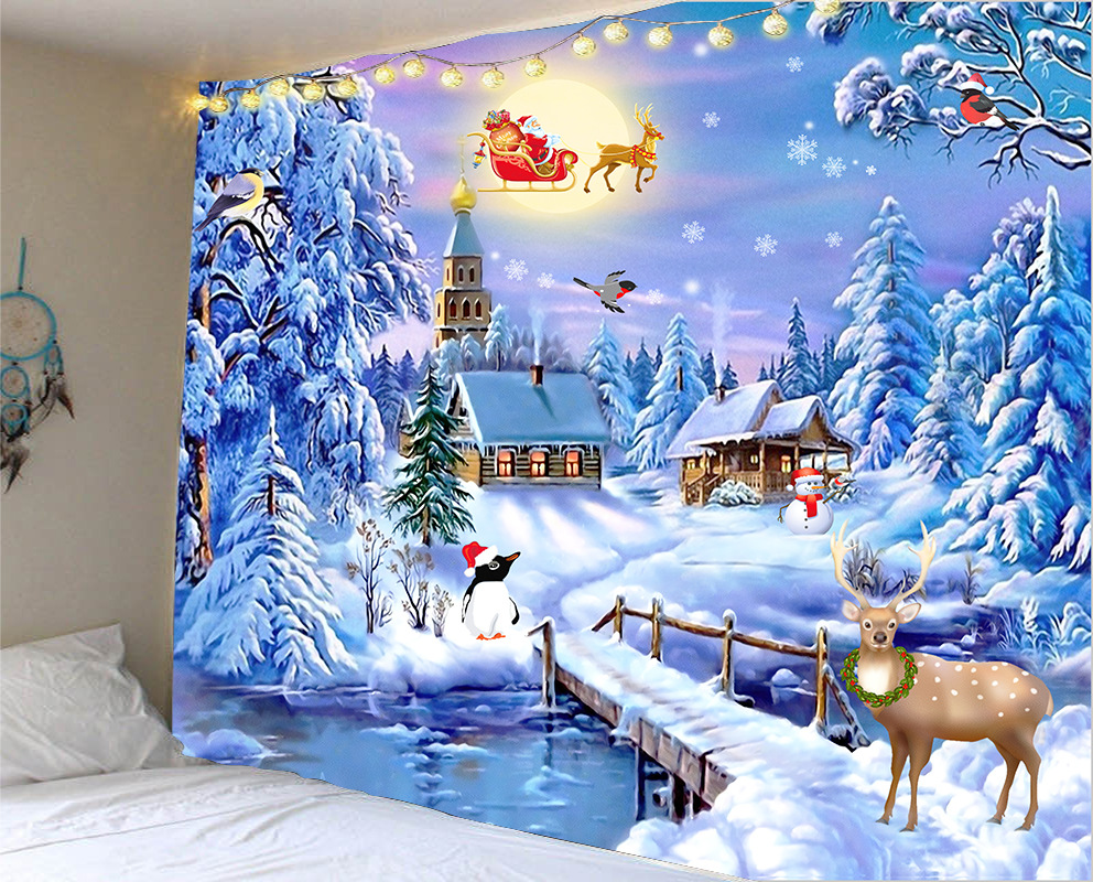 variantimage0Tapisserie-de-no-l-p-re-no-l-bonhomme-de-neige-nouvel-an-d-coration-murale Santa Claus Wall Tapestry