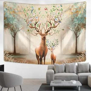 Deer Tapestry For Wall