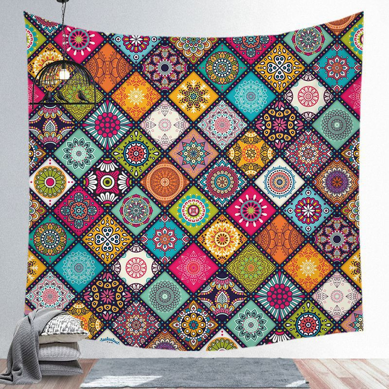 variantimage20Tenture-murale-Mandala-tapis-de-plage-couverture-tente-de-Camping-matelas-de-voyage-tapis-de-couchage Ethnic Patchwork Wall Tapestry