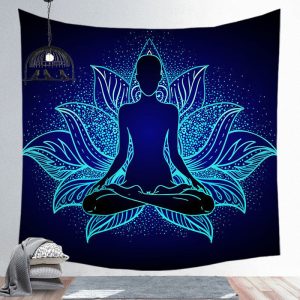 Zen Navy Blue Wall Tapestry
