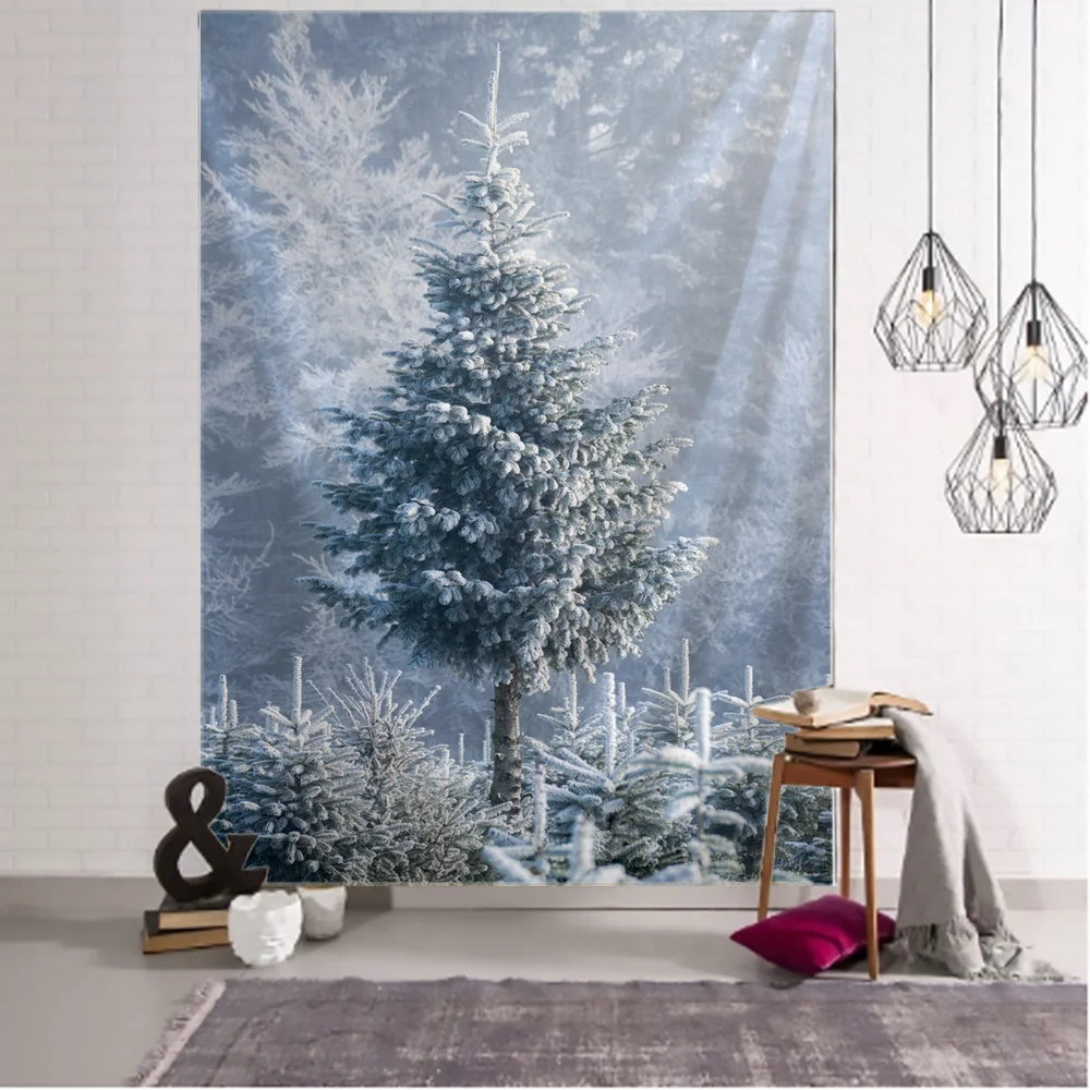 variantimage8Tapisserie-murale-suspendue-en-tissu-pour-arbre-de-no-l-plusieurs-tailles-d-coration-de-sc Snowy Christmas Tree Wall Tapestry